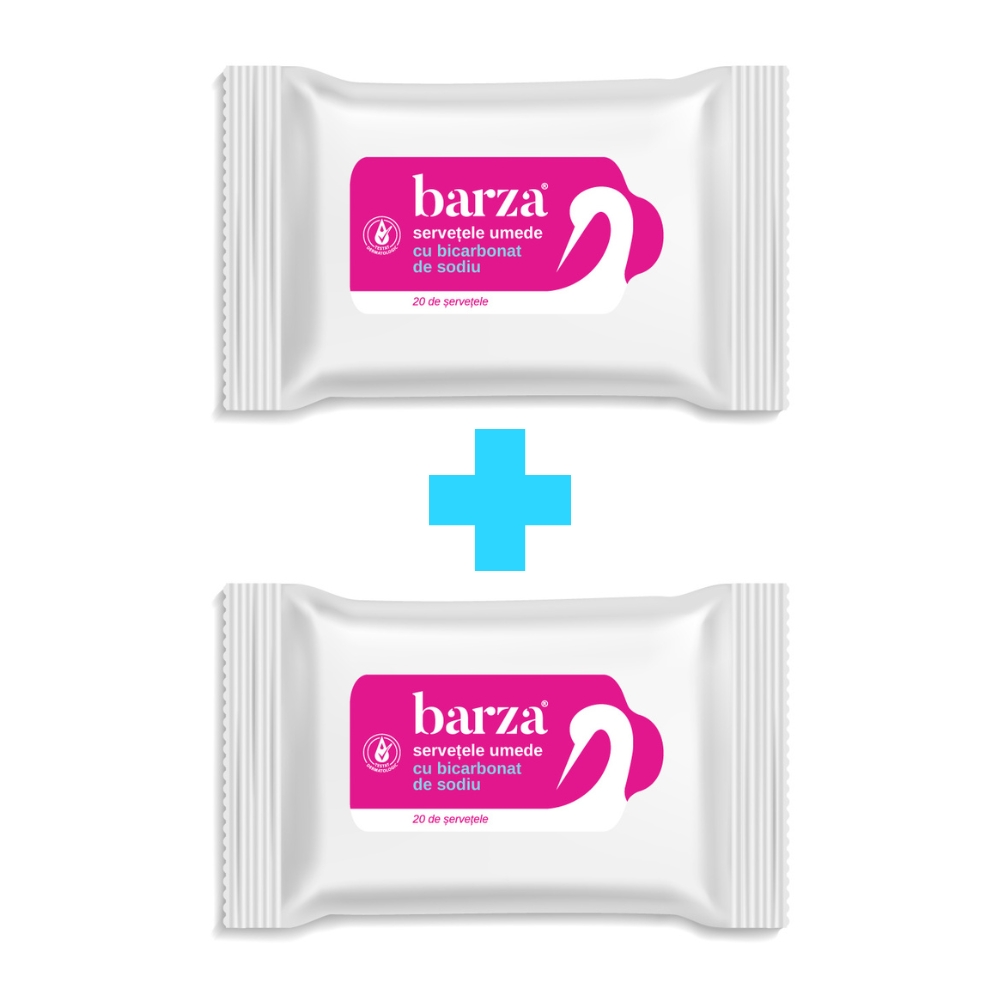 Șervețele intime cu bicarbonat de sodiu Barza x 20 bucăți (pachet 1+1)